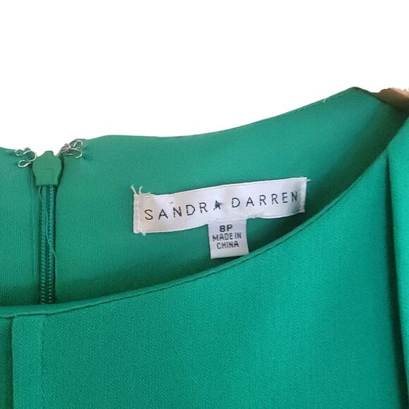 Vintage Green Dress Square Textured Sheath Windowpane Sandra Darren Size 8P - Picture 4 of 4